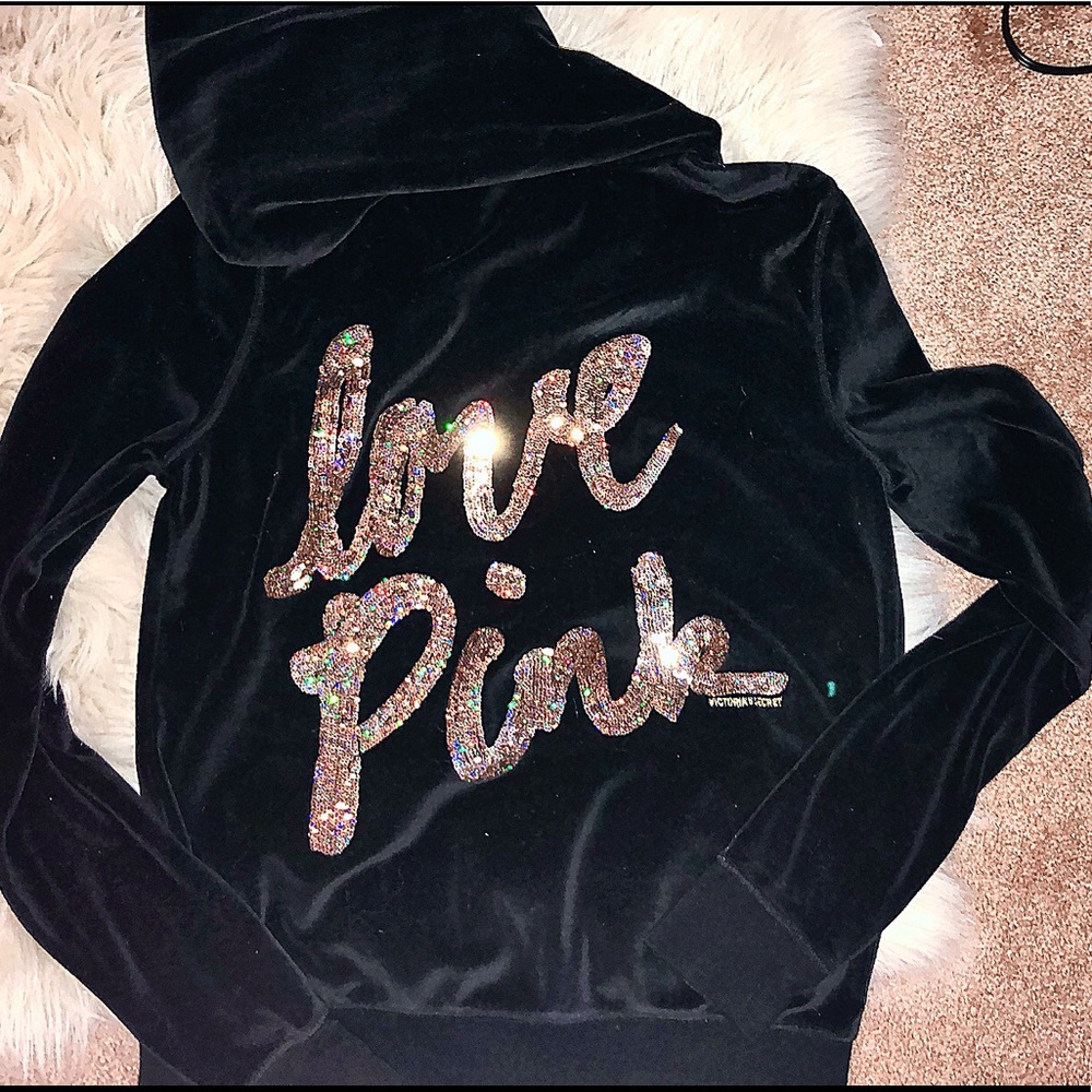 Victoria’s Secret love pink velour hoodie